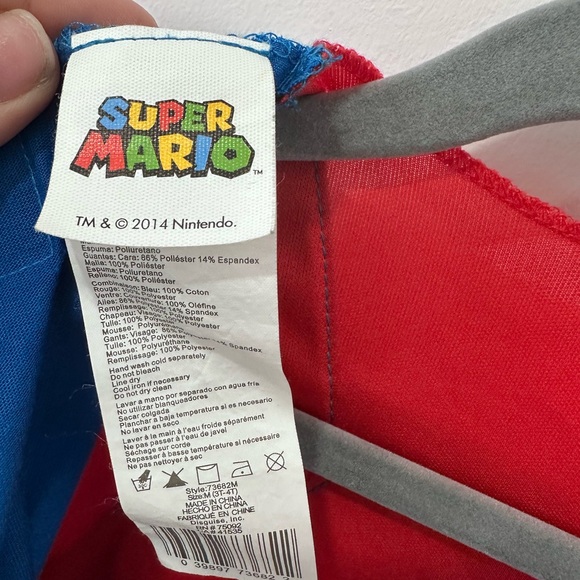Nintendo Super Mario Brothers Mario Boys Toddler Costume - Size 3t/4 - Picture 8 of 10